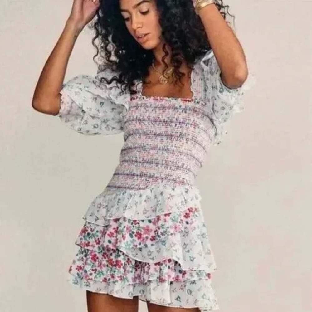 Floral Smocked Puff Sleeve Dress
